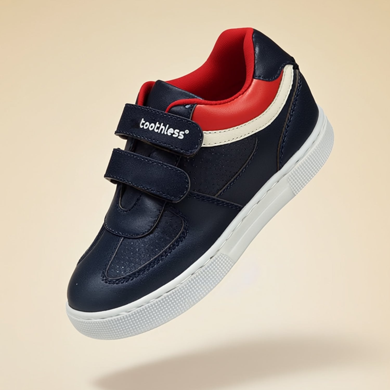 Boys Navy Casual Sneakers Lightweight Durable Shoes with TPR Anti-Skid Sole Soft Lycra Lining Velcro Strap Adjustable Fit Flexible Comfortable and Casual Wear shoes