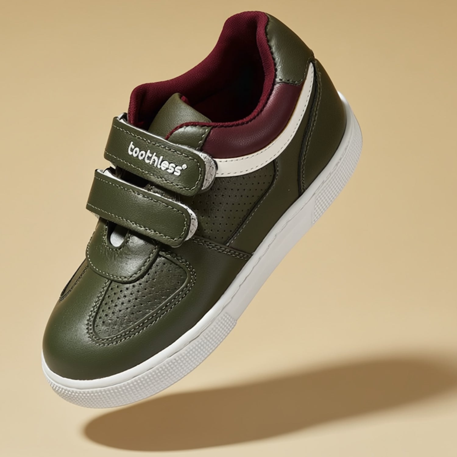 Boys Olive Casual Sneakers Lightweight Durable Shoes with TPR Anti-Skid Sole Soft Lycra Lining Velcro Strap Adjustable Fit Flexible Comfortable and Casual Wear shoes