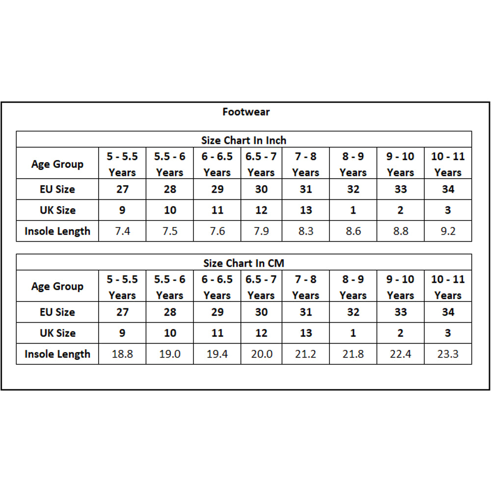 Product Size Chart