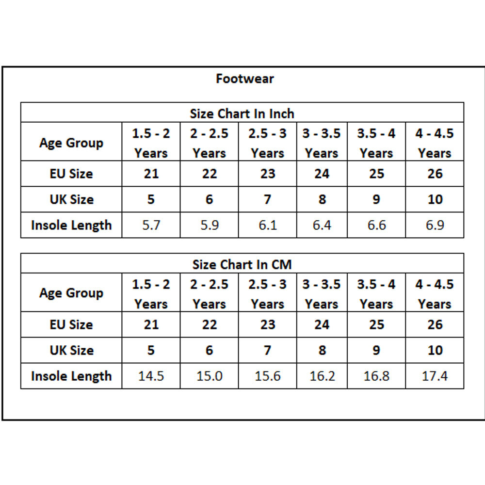 Product Size Chart