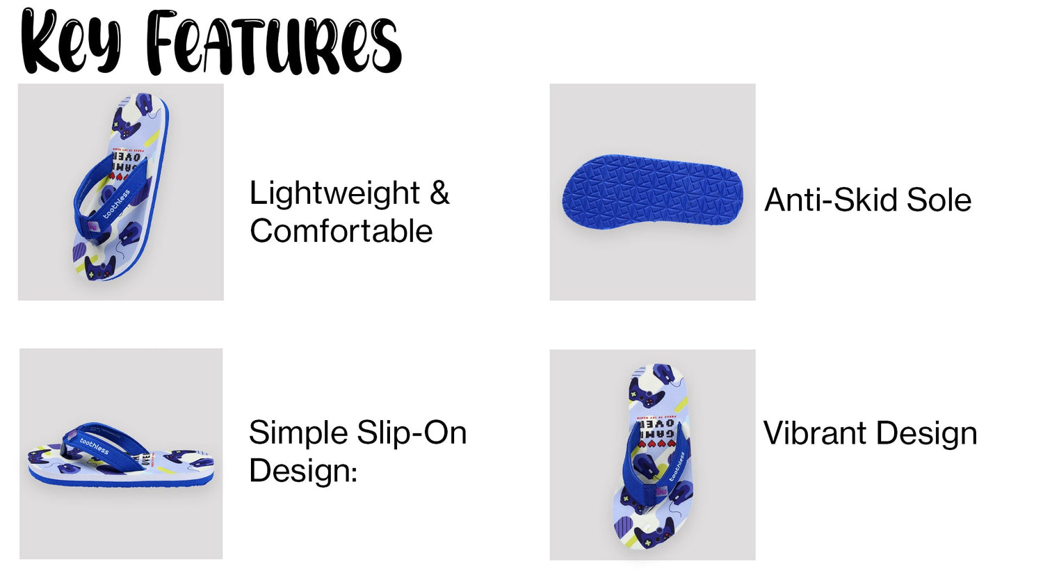Boys Flip Flops Casual Slip-On Slippers Cushioned Footbed Anti-Skid Sole Digital Print Lightweight Comfortable Wear for Kids