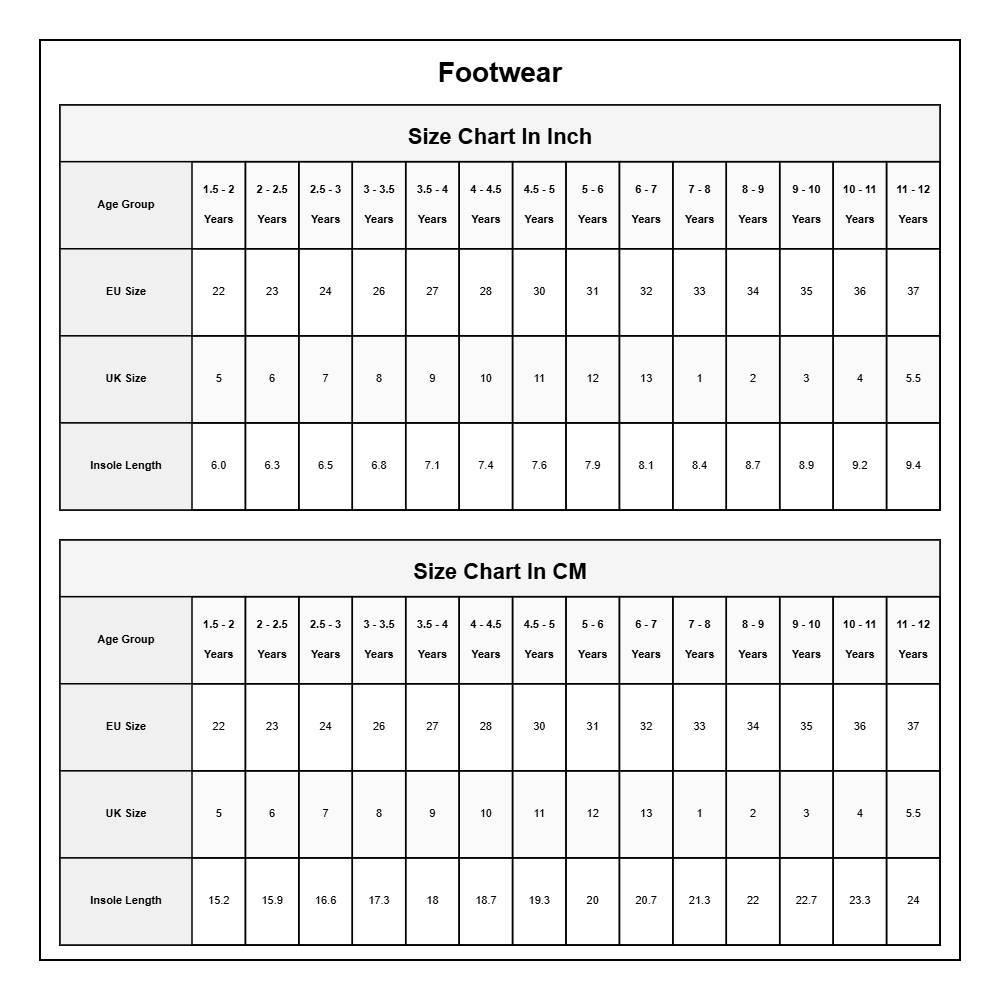 Product Size Chart