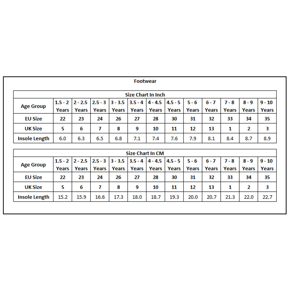 Product Size Chart