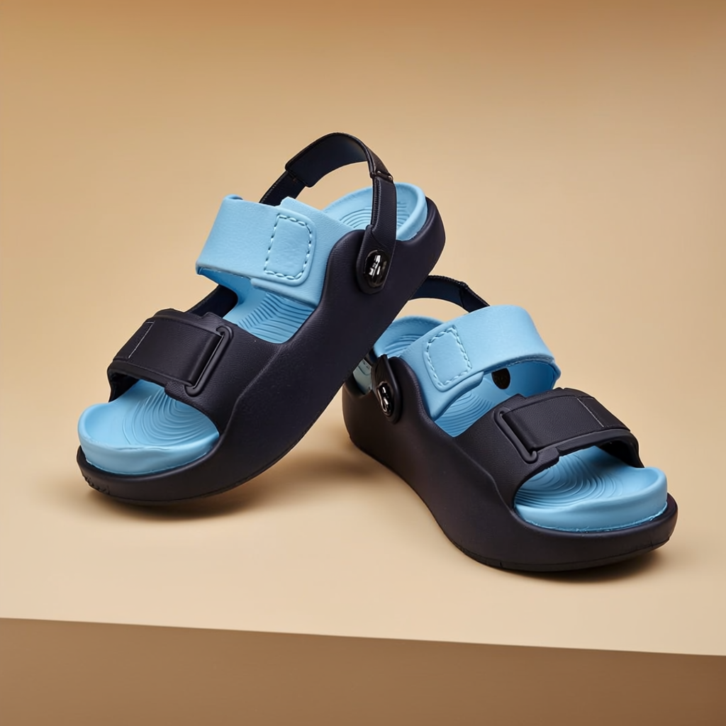 Boys Navy Sky Blue Slip-On Sandals Regular Fit Lightweight EVA Casuals with Round Toe