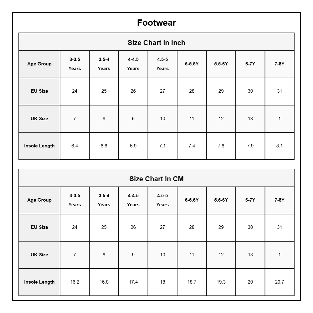 Product Size Chart