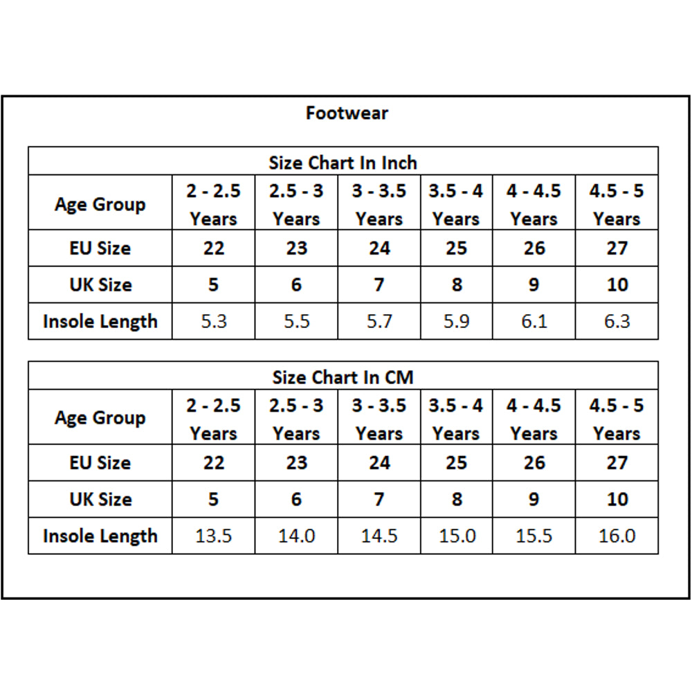 Product Size Chart