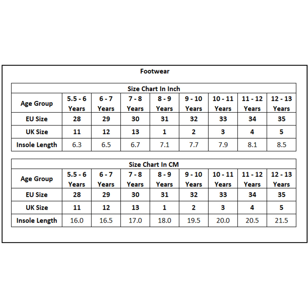 Product Size Chart