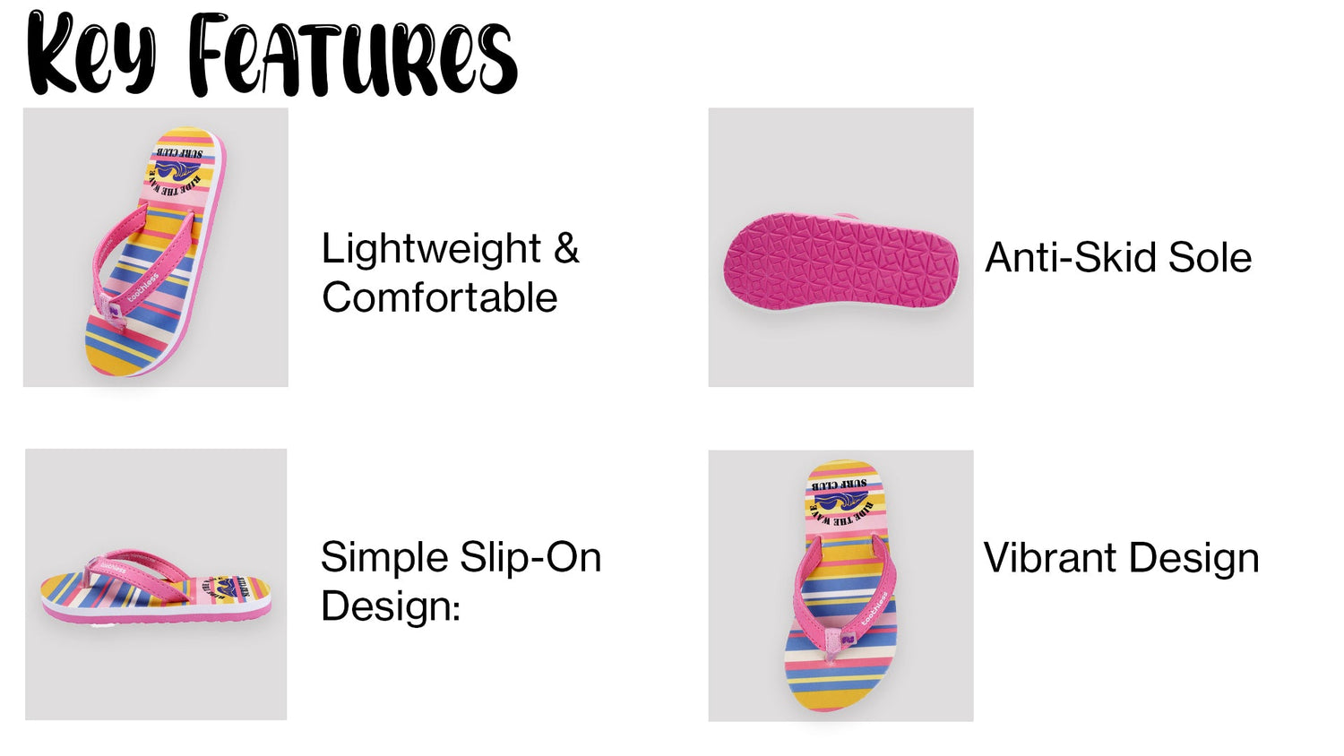 Girls Flip Flops Lightweight & Comfortable Casual Slippers for Kids