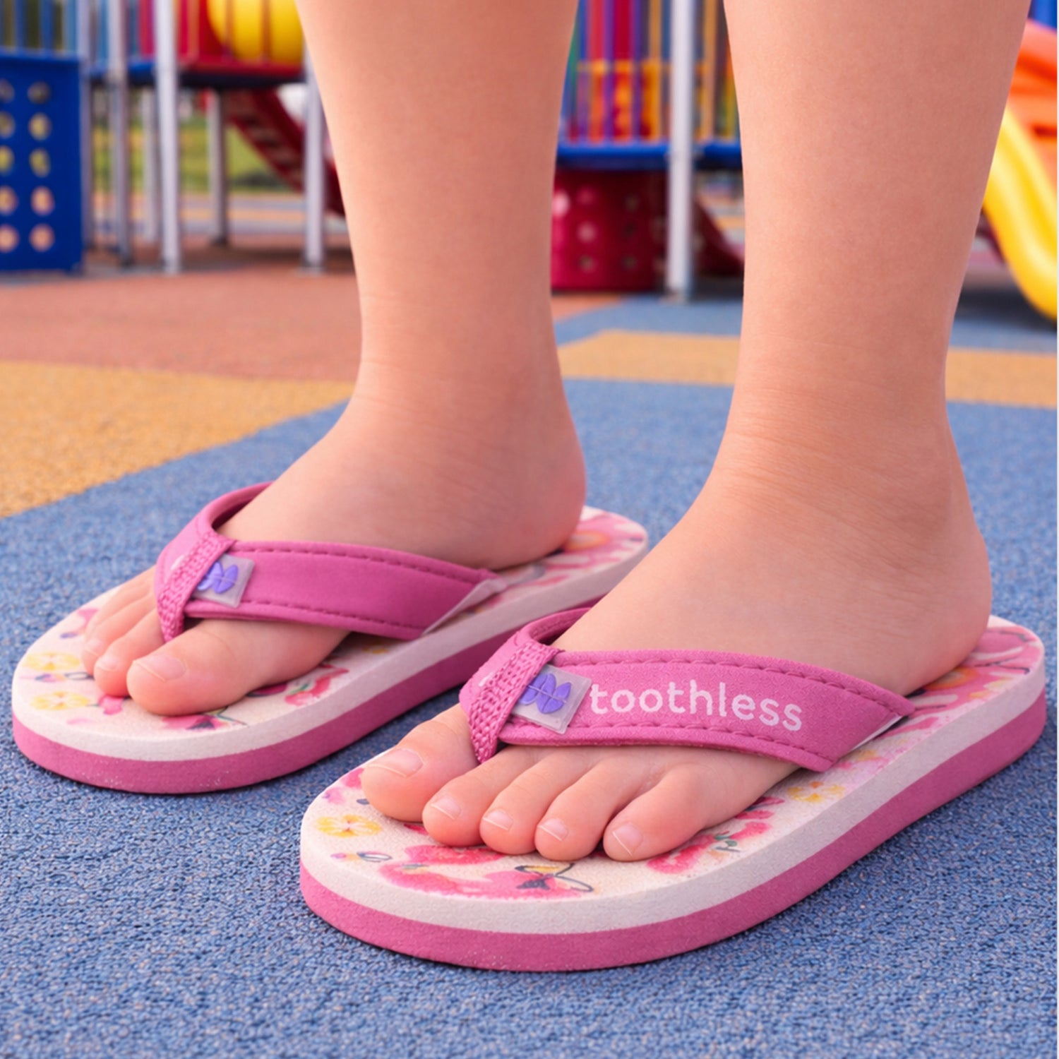 Girls Pink Flamingo Print Slip On Flip Flops