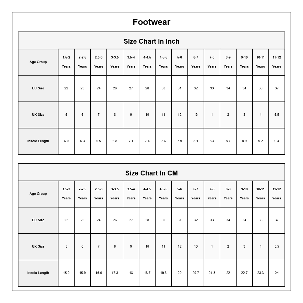 Product Size Chart