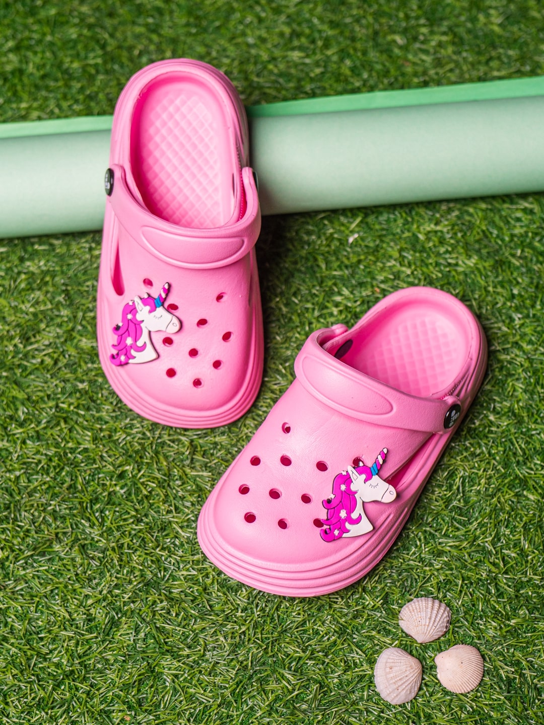 Kids Girls Pink Lightweight & Waterproof Clogs with Starp