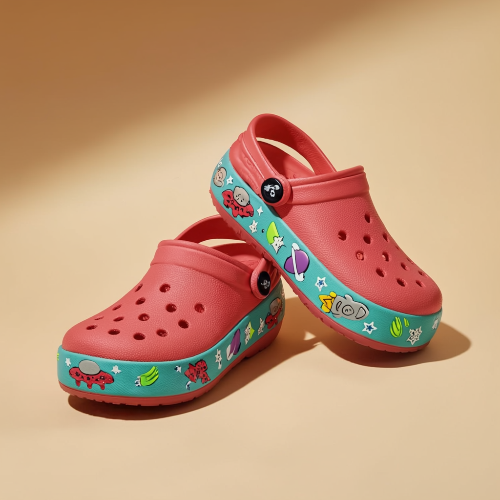 Red EVA Clogs for Boys Closed Design with Soft Sole, Comfort Fit & Attractive Foxing Detail