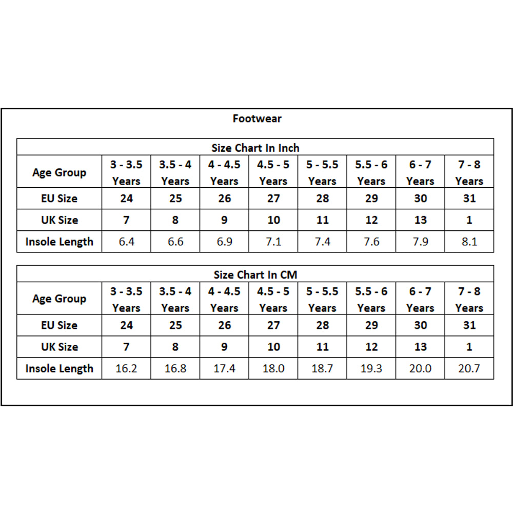 Product Size Chart