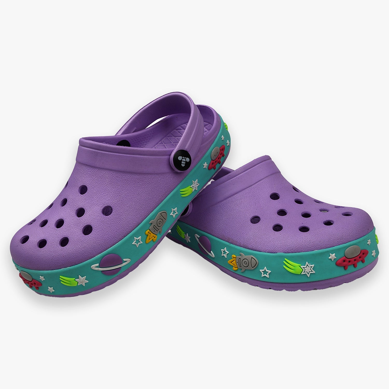 Purple EVA Clogs for Girls Closed Design with Soft Sole, Comfort Fit & Attractive Foxing Detail