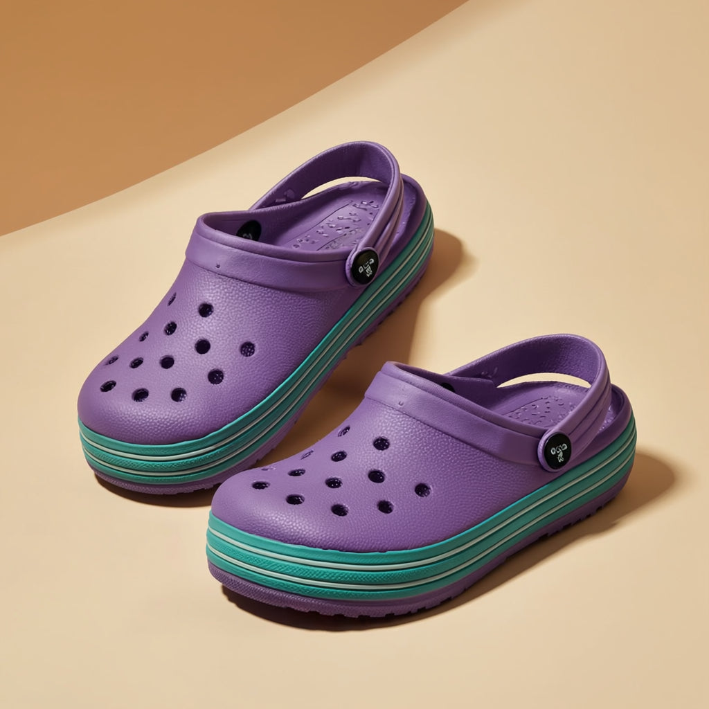 Purple EVA Clogs for Girls Regular Fit & Closed Design with Soft Sole & Attractive Foxing Detail