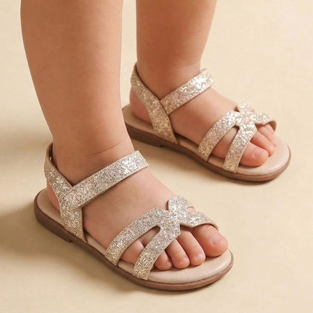 Kids Girl Glitter Strap Sandals White I1-3.5 Years
