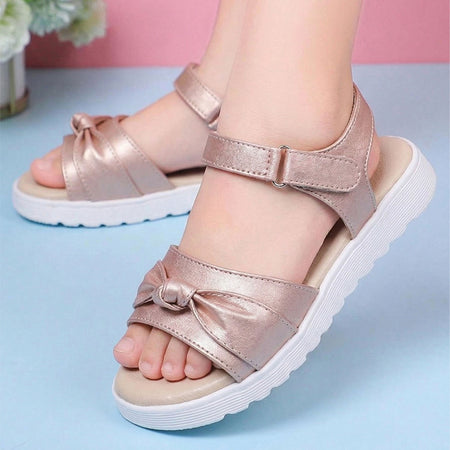 Girls Rose Gold Comfort Sandals with Knot Detail