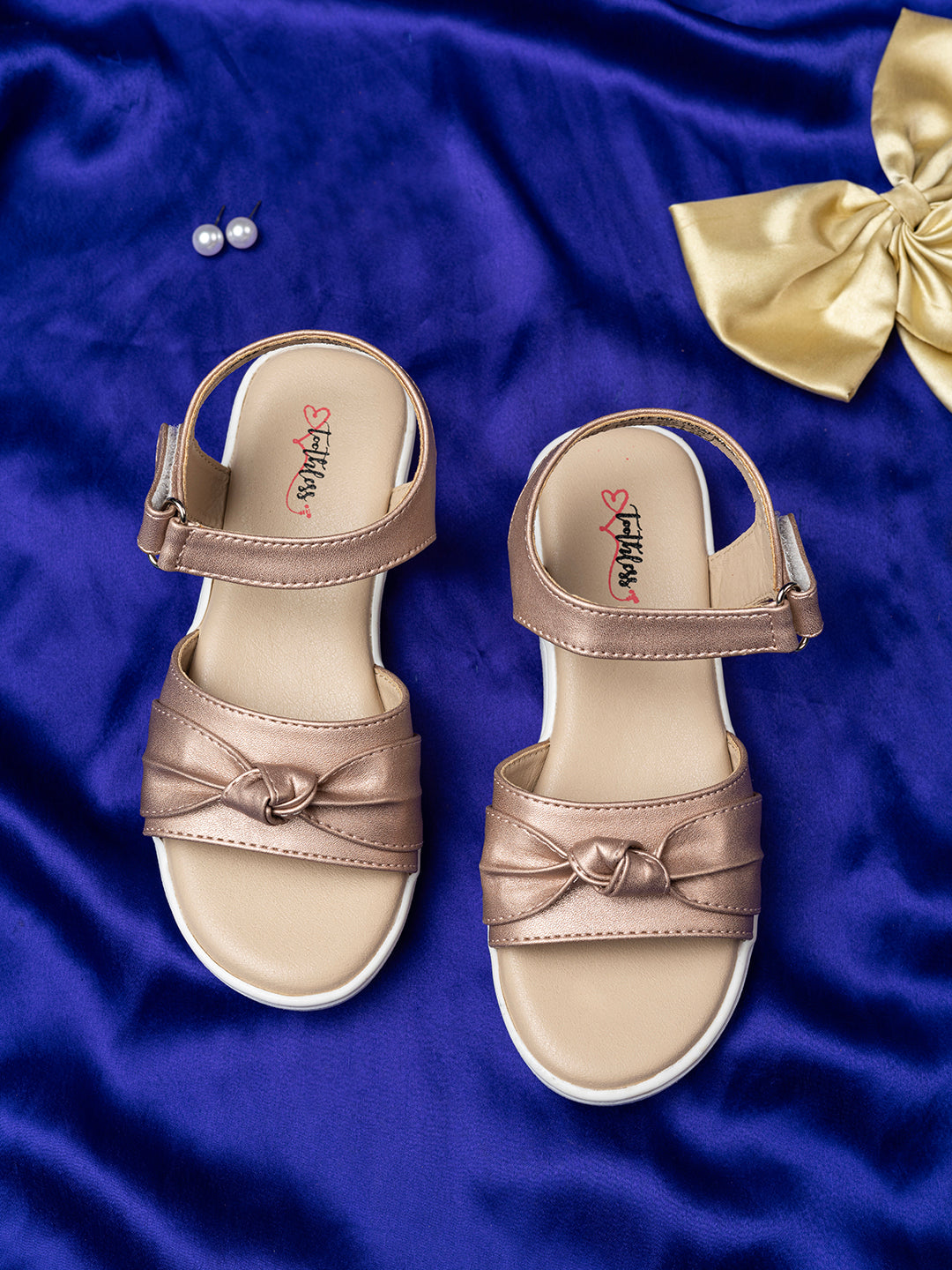 Kids Girls Silver Stylish Ankle Strap Flat Sandals