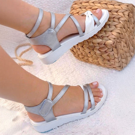Girls White Lightweight Bow Detail Sandals