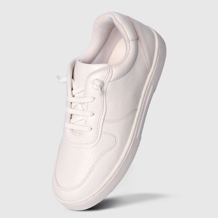Boys & Girls Classic White Casual Shoes with Perforated Upper & Cushioned Comfort Fit