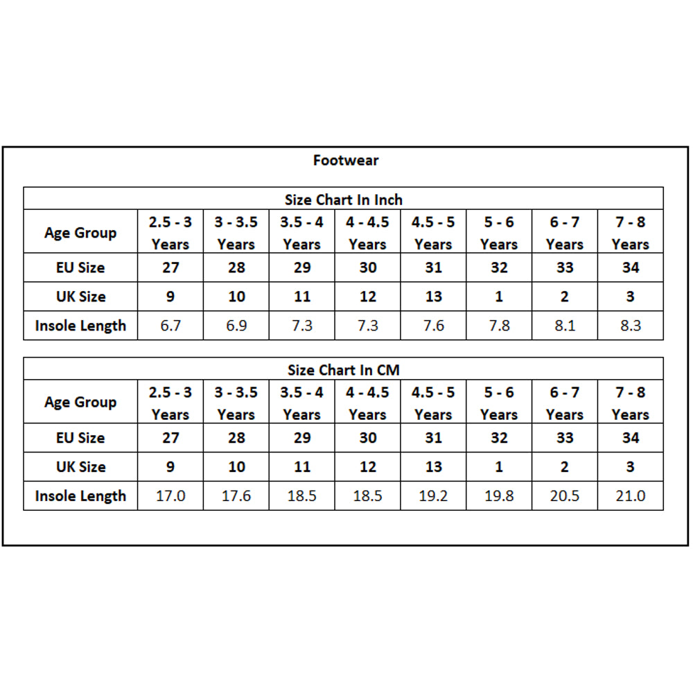 Product Size Chart