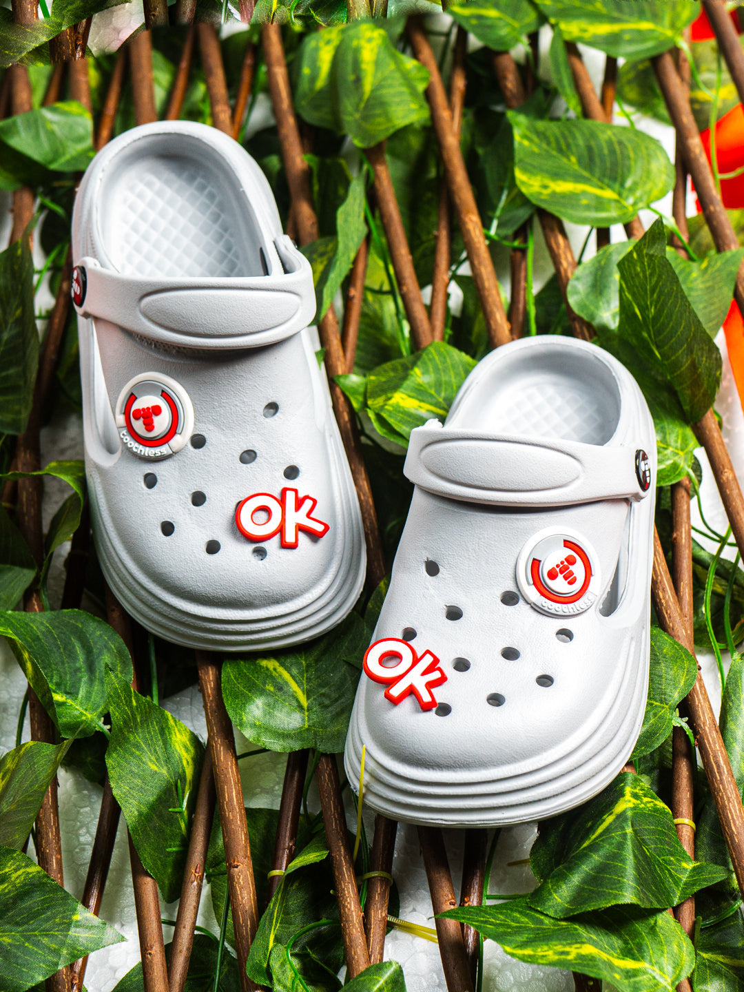 Kids Boys Grey Lightweight & Waterproof Slip-On Clogs with Backstrap