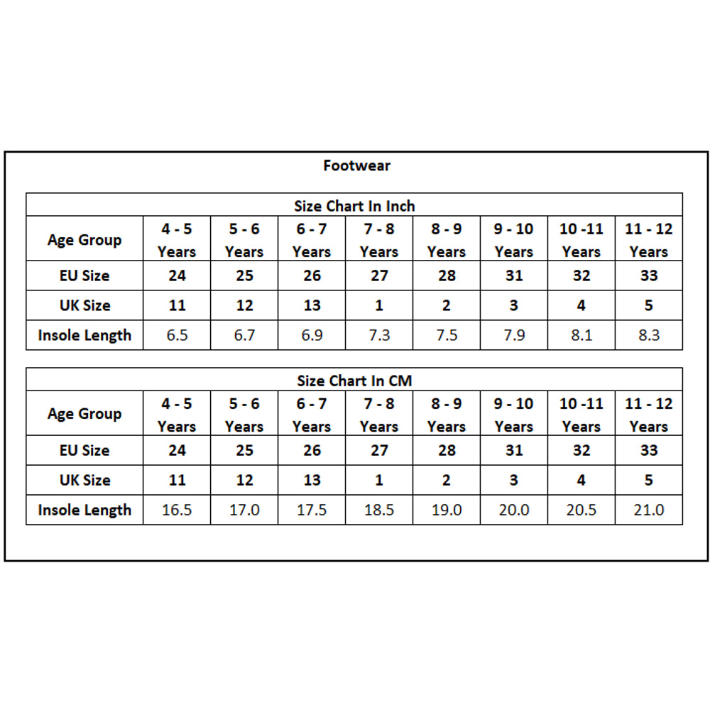 Product Size Chart