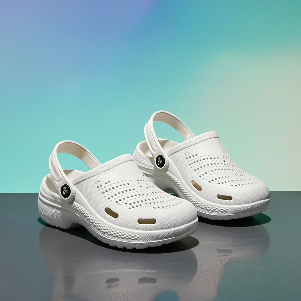 White Unisex Casual Clogs Premium Closed Design with Quick-Dry Perforated Upper