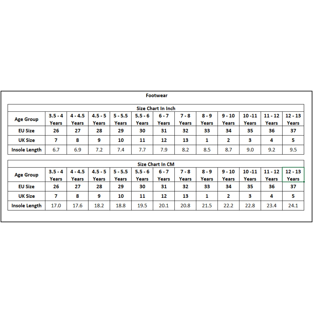 Product Size Chart