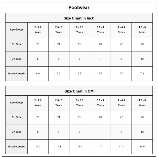 Product Size Chart